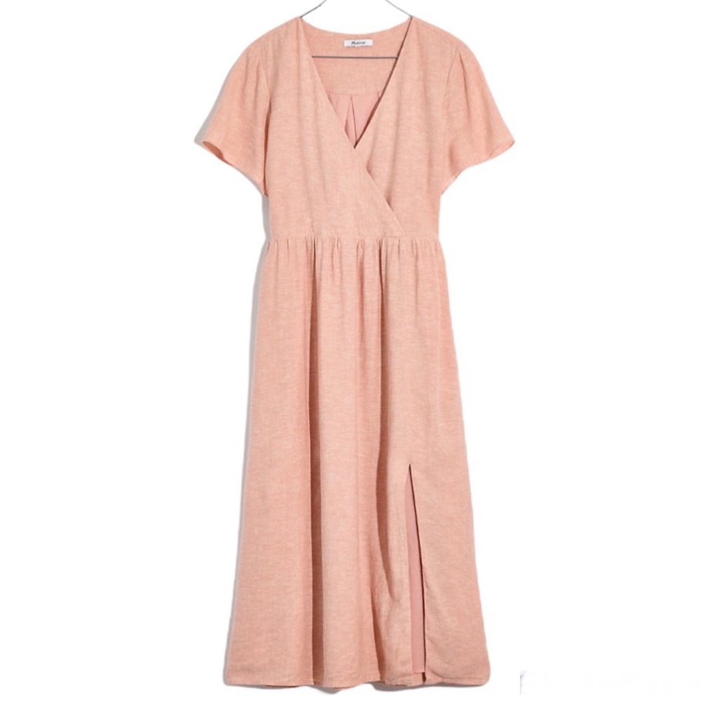 NWT Madewell Linen-Blend Clara Midi Dress size M - Picture 1 of 13
